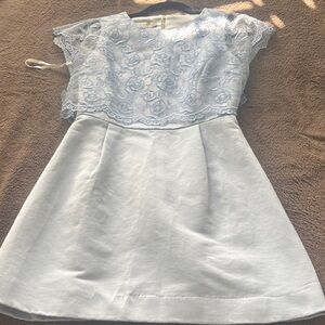 Ted Baker Kids Dress in Soft Blue with Floral Lace